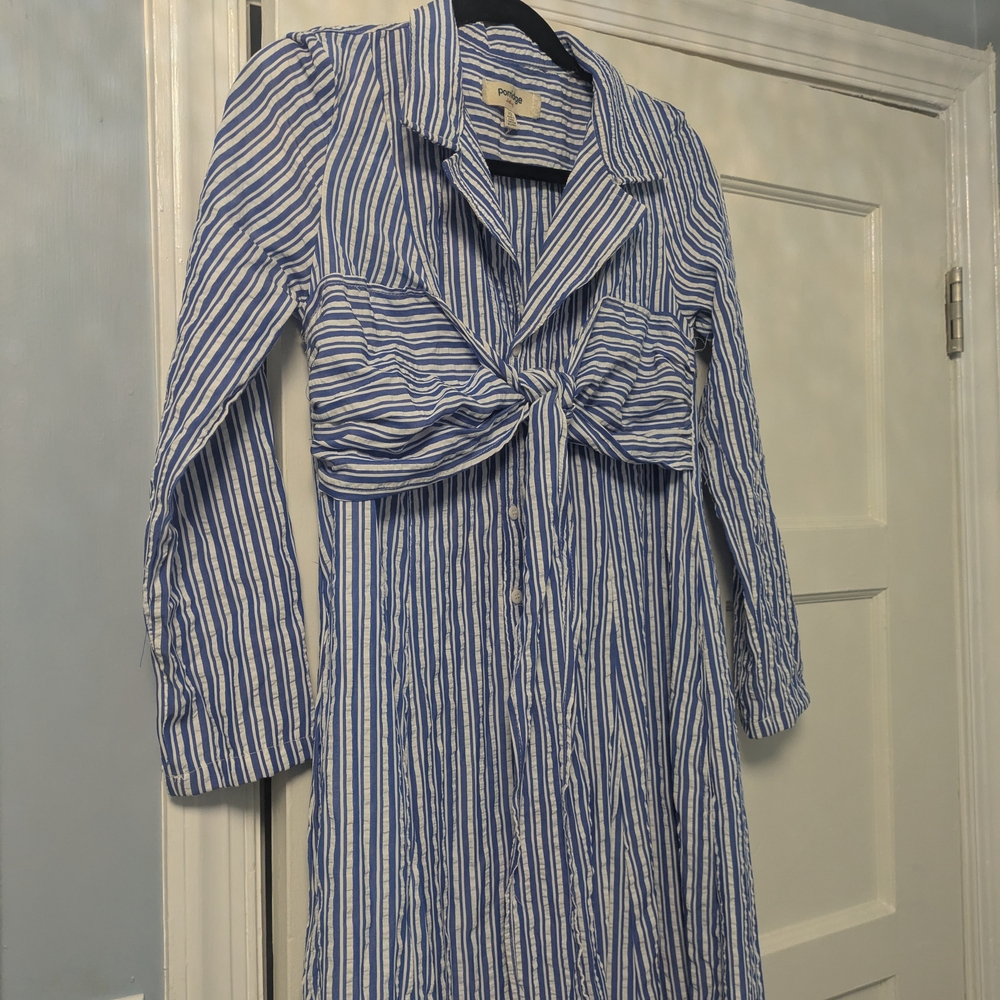 Anthropologie Blue and White Striped Maxi Dress - Picture 3 of 13